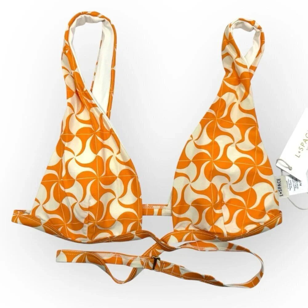 L Space Bikini Top Orange Beachy Multicolored Avery Wrap Style Size Medium